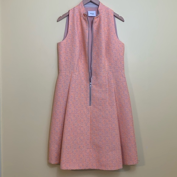Akris Punto | Orange Zip Front Lined Pocket Fit & Flare Midi Sleeveless Dress 10 - Picture 3 of 17